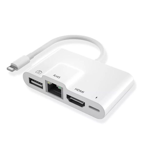 Multi-function USB Adapter for iPhone & iPad: Lightning to RJ45, HDMI ...